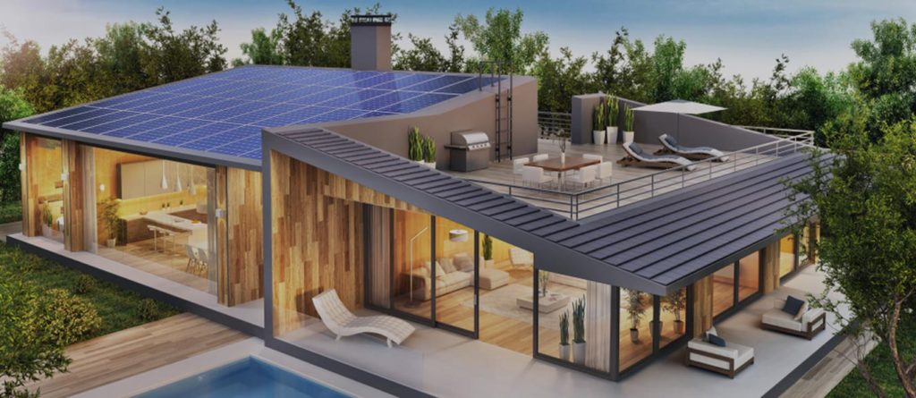 advantage solar panels photo-of-a-modern-house-with-solar-panels installed in the roof